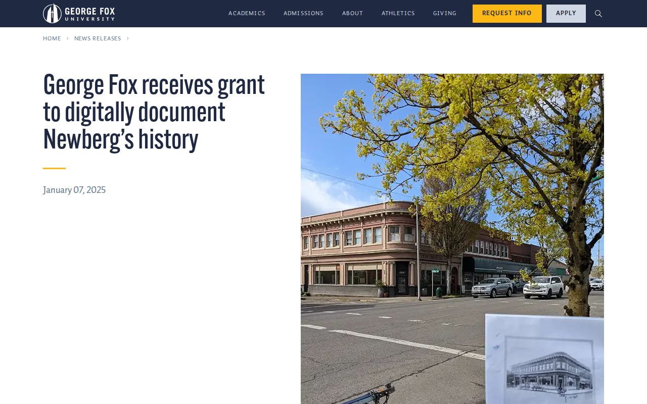 Newberg city directory George Fox Mapping Our History grant