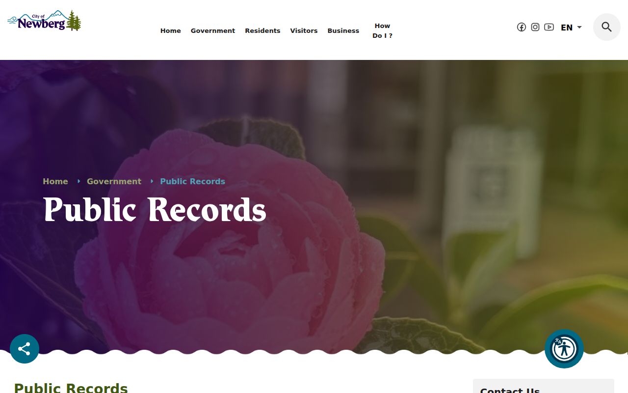 Newberg residents directory City public records portal