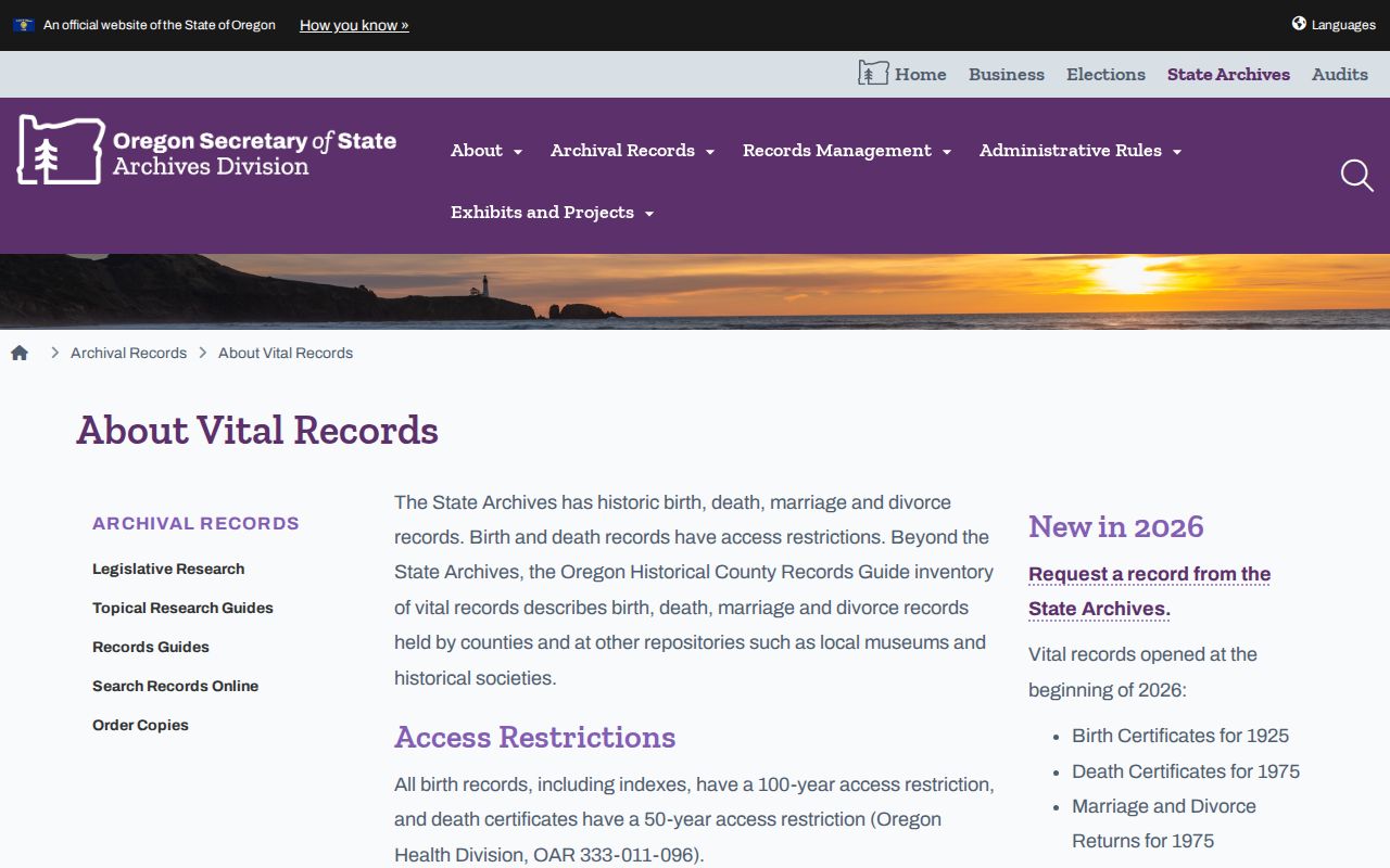 Newberg residents directory Oregon State Archives vital records guide