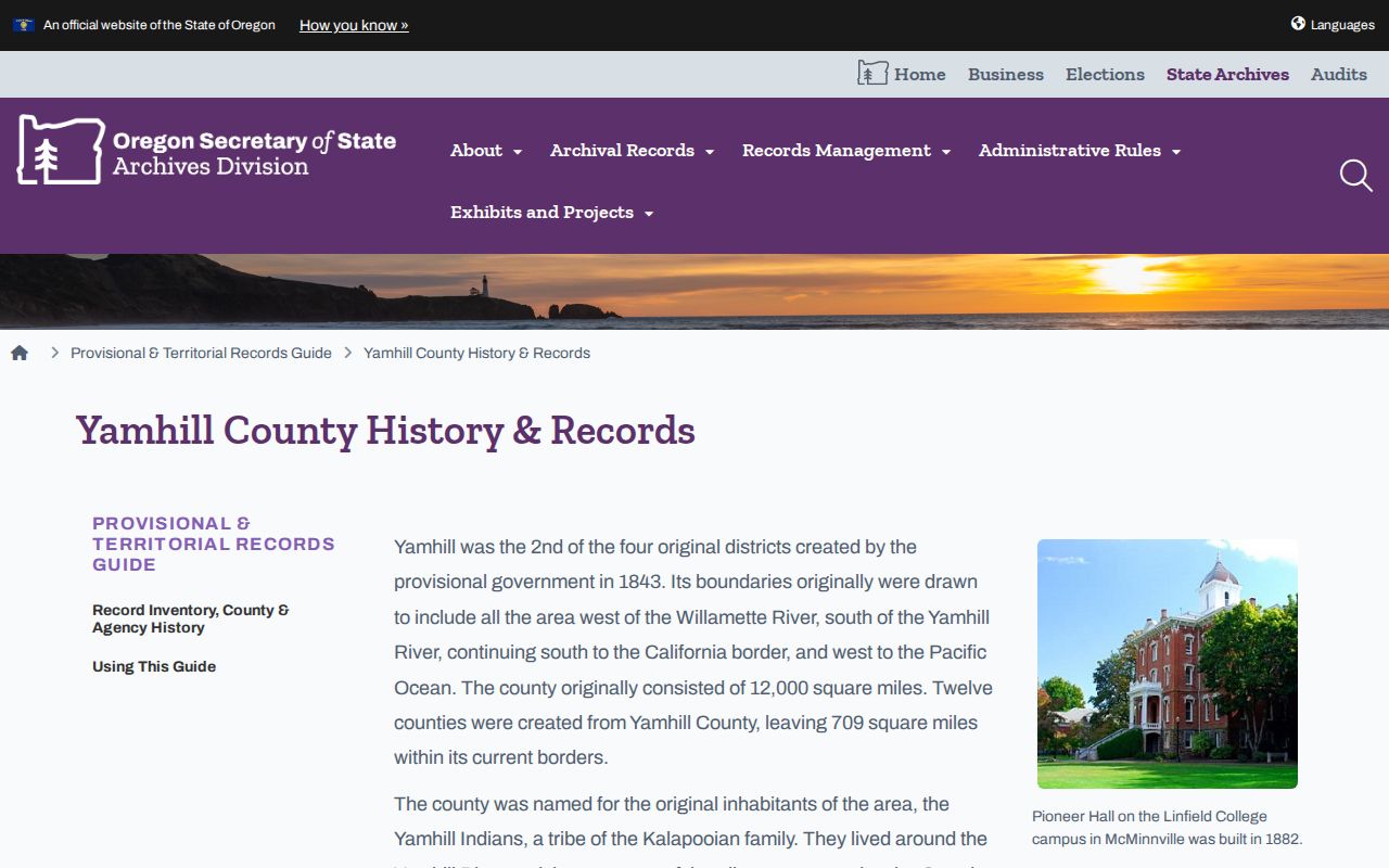 Newberg previous residents Oregon State Archives Yamhill guide