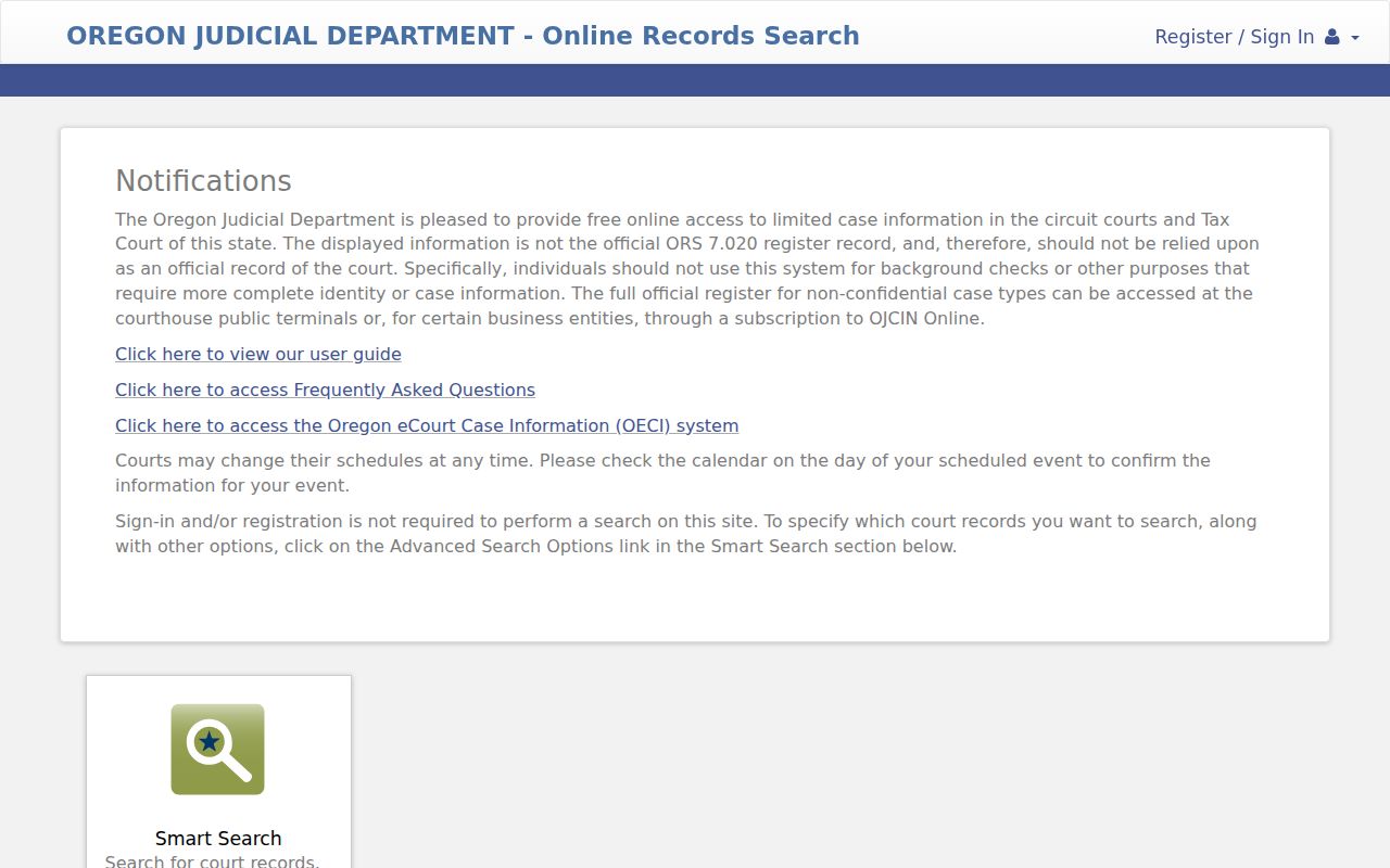 Newberg resident lookup Oregon Judicial Department case-search entry