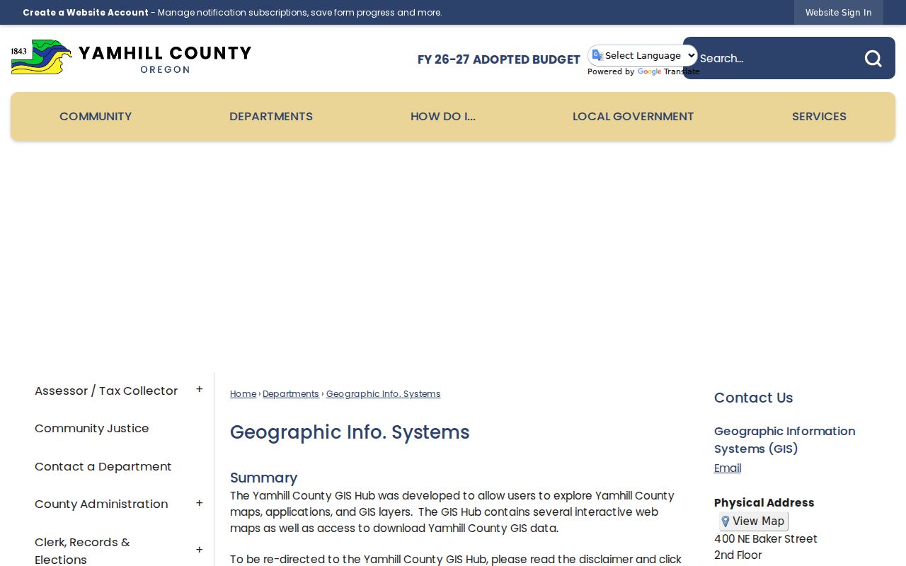 Newberg street directory Yamhill County GIS parcel resource