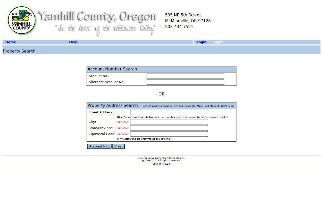 Newberg street directory property address search form