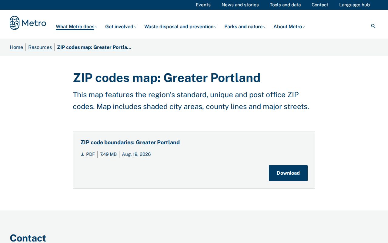 Newberg ZIP code directory Oregon Metro ZIP map